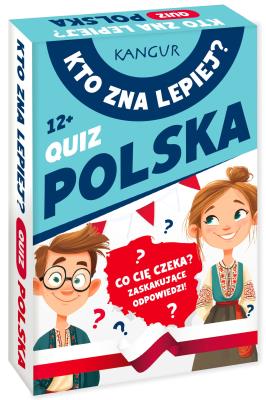 Gra Kto zna lepiej? Quiz Polska. Wydawca: Kangur. SmakLiter.pl Opakowanie Gra Kto zna lepiej? Quiz Polska