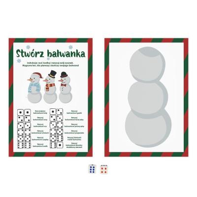 Opakowanie Gra narysuj bałwanka (6 kart, kości do gry)