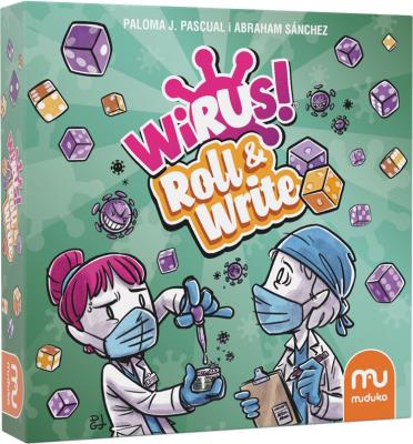 Gra Wirus! Roll & Write. Wydawca: Muduko PAP. SmakLiter.pl Opakowanie Gra Wirus! Roll & Write