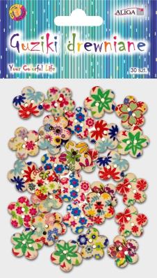Opakowanie Guziki drewniane kwiatki 1,8cm 30szt