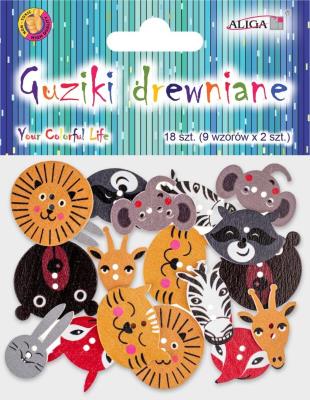 Opakowanie Guziki drewniane zwierzątka 18szt