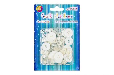Opakowanie Guziki plastikowe białe 10-30mm 30g