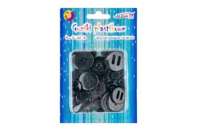 Opakowanie Guziki plastikowe czarne 10-30mm 30g