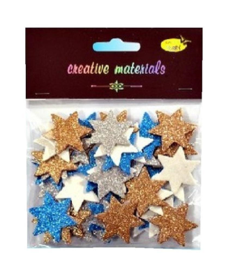 Opakowanie Gwiazdki z pianki brokatowej kolorowe 60szt