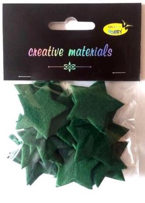 Opakowanie Gwiazdy z filcu zielone 4cm 24szt