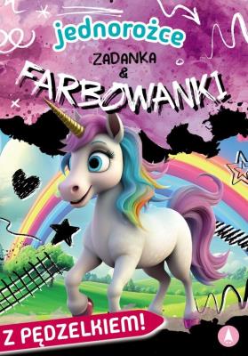 Jednorożce. Zadanka & farbowanki. Autor: Monika Ślizowska. SmakLiter.pl Okładka książki Jednorożce. Zadanka & farbowanki