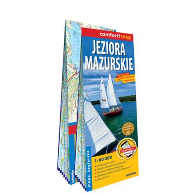 Jeziora Mazurskie; 2-częściowa laminowana mapa żeglarska 1:60 000. Autor: Opracowanie zbiorowe. SmakLiter.pl Okładka książki Jeziora Mazurskie; 2-częściowa laminowana mapa żeglarska 1:60 000