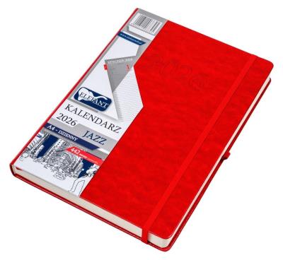 Kalendarz 2026 A4 dzienny Jazz czerwony. Wydawca: ELEFANT. SmakLiter.pl Opakowanie Kalendarz 2026 A4 dzienny Jazz czerwony