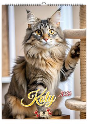 Kalendarz 2026 A4 ścienny na spirali koty. Wydawca: Pan Kalendarzyk. SmakLiter.pl Opakowanie Kalendarz 2026 A4 ścienny na spirali koty