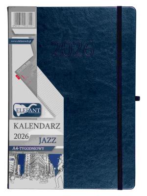 Kalendarz 2026 A4 tygodniowy Jazz granatowy. Wydawca: ELEFANT. SmakLiter.pl Opakowanie Kalendarz 2026 A4 tygodniowy Jazz granatowy