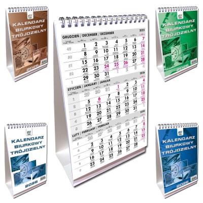 Opakowanie Kalendarz 2026 A5 biurkowy trójdzielny pionowy 1szt.mix