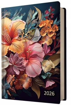 Opakowanie Kalendarz 2026 A5 dzienny z gumką kwiaty