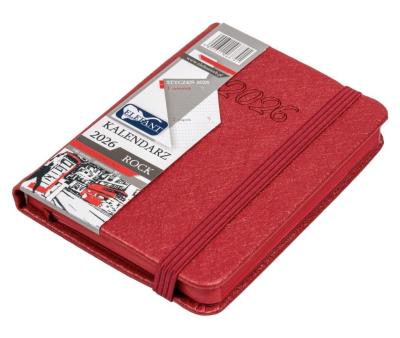 Kalendarz 2026 A7 tyg Rock czerwony. Wydawca: ELEFANT. SmakLiter.pl Opakowanie Kalendarz 2026 A7 tyg Rock czerwony