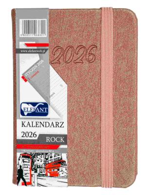 Kalendarz 2026 A7 tyg Rock miedziany. Wydawca: ELEFANT. SmakLiter.pl Opakowanie Kalendarz 2026 A7 tyg Rock miedziany