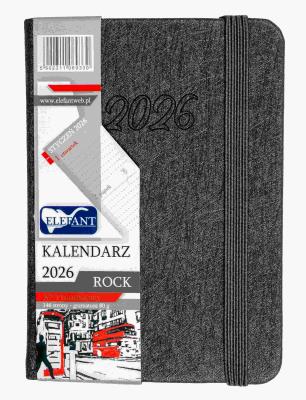 Kalendarz 2026 A7 tyg Rock szary. Wydawca: ELEFANT. SmakLiter.pl Opakowanie Kalendarz 2026 A7 tyg Rock szary