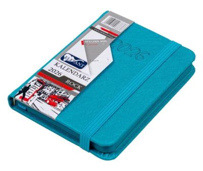 Kalendarz 2026 A7 tyg Rock turkusowy. Wydawca: ELEFANT. SmakLiter.pl Opakowanie Kalendarz 2026 A7 tyg Rock turkusowy
