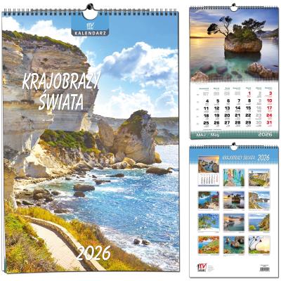 Opakowanie Kalendarz 2026 B3 13 planszowy Krajobrazy Świata