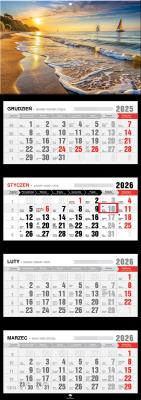 Kalendarz 2026 czterodzielny premium z wypukłą główką Zachód słońca KT4 V28. Wydawca: Pan Kalendarzyk. SmakLiter.pl Opakowanie Kalendarz 2026 czterodzielny premium z wypukłą główką Zachód słońca KT4 V28