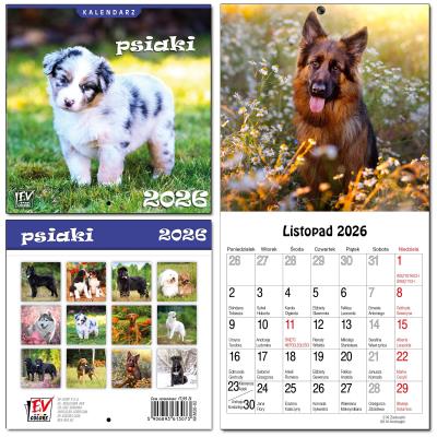 Opakowanie Kalendarz 2026 dla dzieci 16x32 13 plansz Psiaki