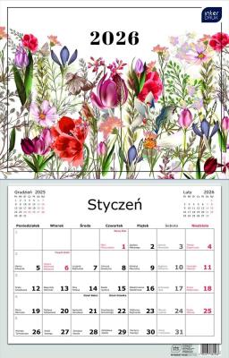 Opakowanie Kalendarz 2026 jednodzielny 32x50cm Kwiaty