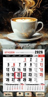 Kalendarz 2026 jednodzielny mini caffe latte. Wydawca: Pan Kalendarzyk. SmakLiter.pl Opakowanie Kalendarz 2026 jednodzielny mini caffe latte