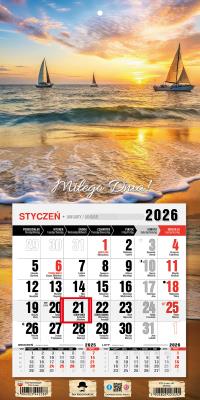 Kalendarz 2026 jednodzielny mini morze. Wydawca: Pan Kalendarzyk. SmakLiter.pl Opakowanie Kalendarz 2026 jednodzielny mini morze