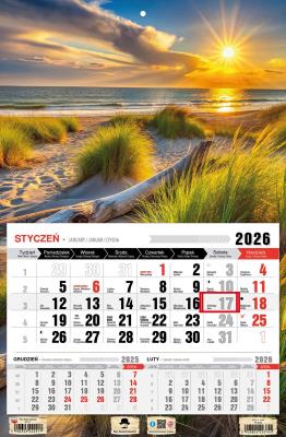 Kalendarz 2026 jednodzielny plaża. Wydawca: Pan Kalendarzyk. SmakLiter.pl Opakowanie Kalendarz 2026 jednodzielny plaża