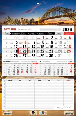 Kalendarz 2026 jednodzielny z planem zajęć Sidney. Wydawca: Pan Kalendarzyk. SmakLiter.pl Opakowanie Kalendarz 2026 jednodzielny z planem zajęć Sidney