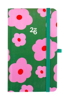 Opakowanie Kalendarz 2026 kieszonkowy tygodniowy Kwiaty na zielonym tle