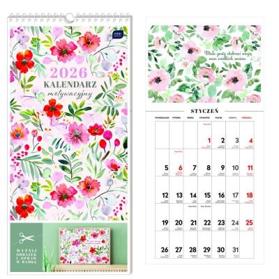 Opakowanie Kalendarz 2026 motywacyjny 22x46cm Kwiaty