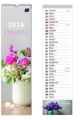 Opakowanie Kalendarz 2026 paskowy 13,5x50cm Kwiaty