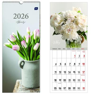 Opakowanie Kalendarz 2026 paskowy 17x41cm Kwiaty