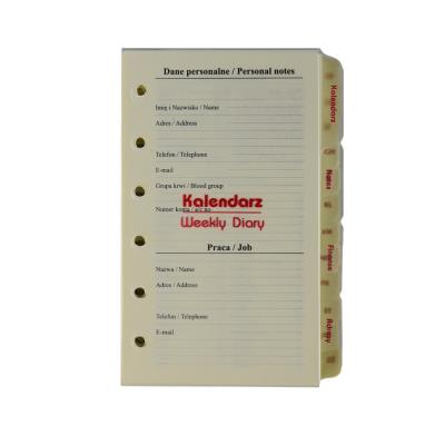 Opakowanie Kalendarz 2026 pełny Wkład do Organizera Notes Finanse Adresy 7,5x12,5 cm WKLORS-05-Set