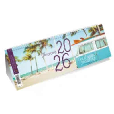 Kalendarz 2026 poziomy ze spiralką plaża. Wydawca: MICHALCZYK I PROKOP. SmakLiter.pl Opakowanie Kalendarz 2026 poziomy ze spiralką plaża