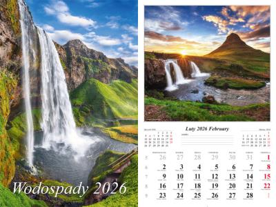 Opakowanie Kalendarz 2026 ścienny 13-k Wodospady