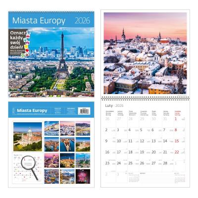 Opakowanie Kalendarz 2026 ścienny 30x30 Miasta Europy HELMA