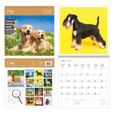 Opakowanie Kalendarz 2026 ścienny 30x30 Psy HELMA