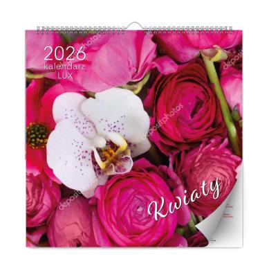 Kalendarz 2026 ścienny lux kwiaty. Wydawca: Kalpol. SmakLiter.pl Opakowanie Kalendarz 2026 ścienny lux kwiaty
