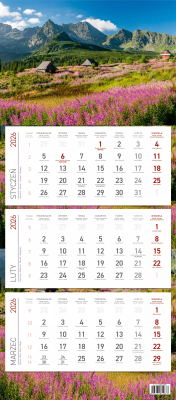 Kalendarz 2026 ścienny trójdzielny Góry. Wydawca: Wokół nas. SmakLiter.pl Opakowanie Kalendarz 2026 ścienny trójdzielny Góry