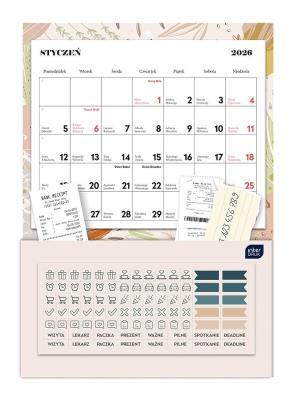 Opakowanie Kalendarz 2026 ścienny z kieszonką 22x31cm Bright