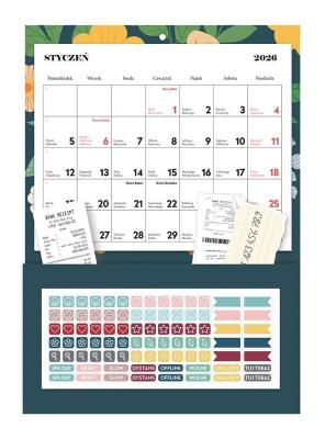 Opakowanie Kalendarz 2026 ścienny z kieszonką 22x31cm Green