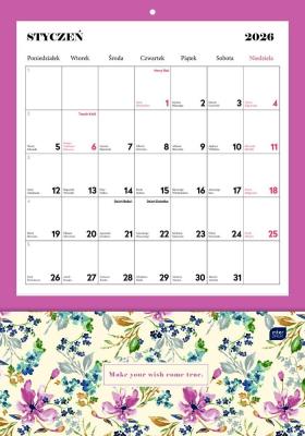 Opakowanie Kalendarz 2026 ścienny z kieszonką 28x40cm Blossom