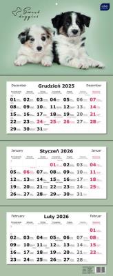 Opakowanie Kalendarz 2026 trójdzielny 82,5x34cm Psy