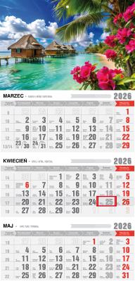 Kalendarz 2026 trójdzielny ekonomiczny tropiki. Wydawca: Pan Kalendarzyk. SmakLiter.pl Opakowanie Kalendarz 2026 trójdzielny ekonomiczny tropiki