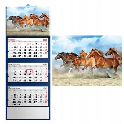 Kalendarz 2026 trójdzielny konie. Wydawca: Evena. SmakLiter.pl Opakowanie Kalendarz 2026 trójdzielny konie