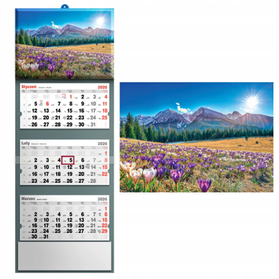 Kalendarz 2026 trójdzielny krajobraz. Wydawca: Evena. SmakLiter.pl Opakowanie Kalendarz 2026 trójdzielny krajobraz