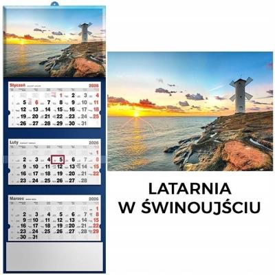 Kalendarz 2026 trójdzielny latarnia. Wydawca: Evena. SmakLiter.pl Opakowanie Kalendarz 2026 trójdzielny latarnia