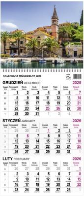 Opakowanie Kalendarz 2026 trójdzielny na spirali mały MIX