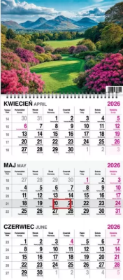 Opakowanie Kalendarz 2026 trójdzielny na spirali Ogród
