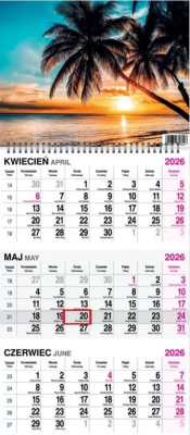 Opakowanie Kalendarz 2026 trójdzielny na spirali Palma